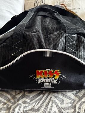 Kiss Black Duffel Bag with Yellow & Red Logo